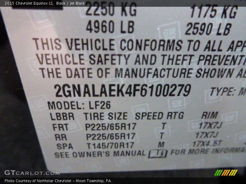 Black / Jet Black 2015 Chevrolet Equinox LS