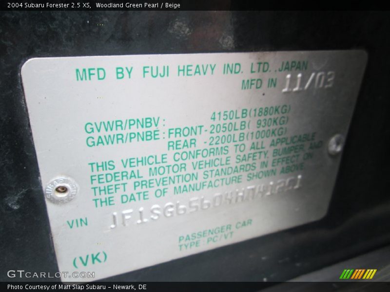 Woodland Green Pearl / Beige 2004 Subaru Forester 2.5 XS