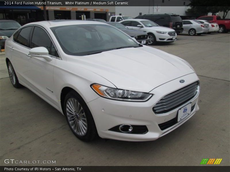 White Platinum / Medium Soft Ceramic 2014 Ford Fusion Hybrid Titanium
