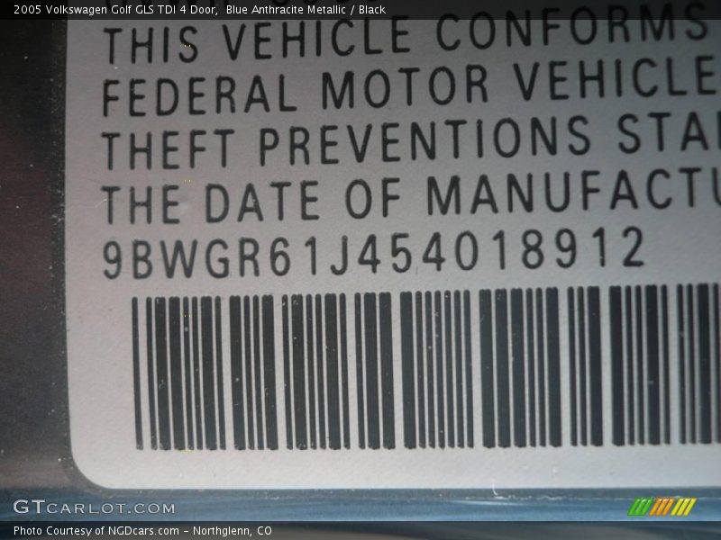 Blue Anthracite Metallic / Black 2005 Volkswagen Golf GLS TDI 4 Door