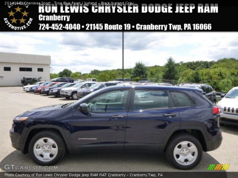 True Blue Pearl / Iceland - Black/Iceland Gray 2014 Jeep Cherokee Sport