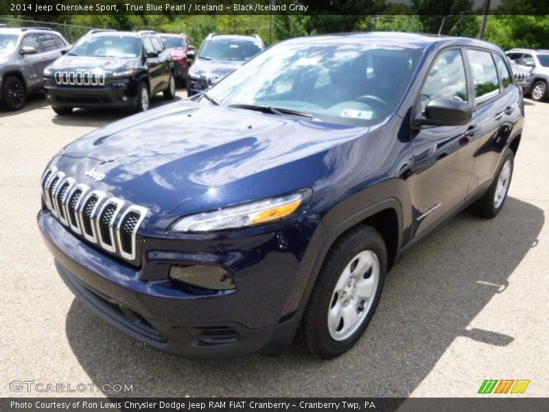 True Blue Pearl / Iceland - Black/Iceland Gray 2014 Jeep Cherokee Sport