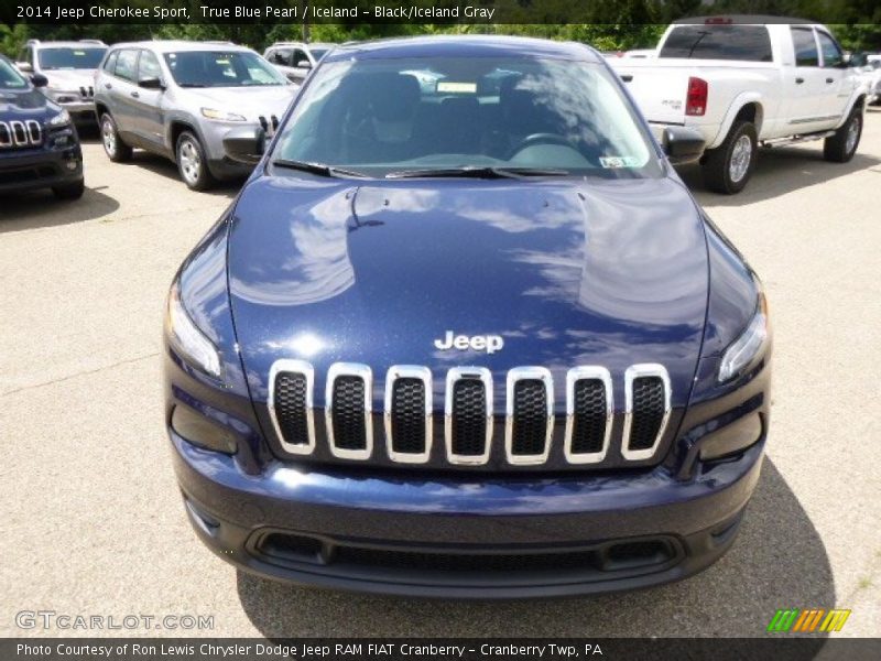 True Blue Pearl / Iceland - Black/Iceland Gray 2014 Jeep Cherokee Sport