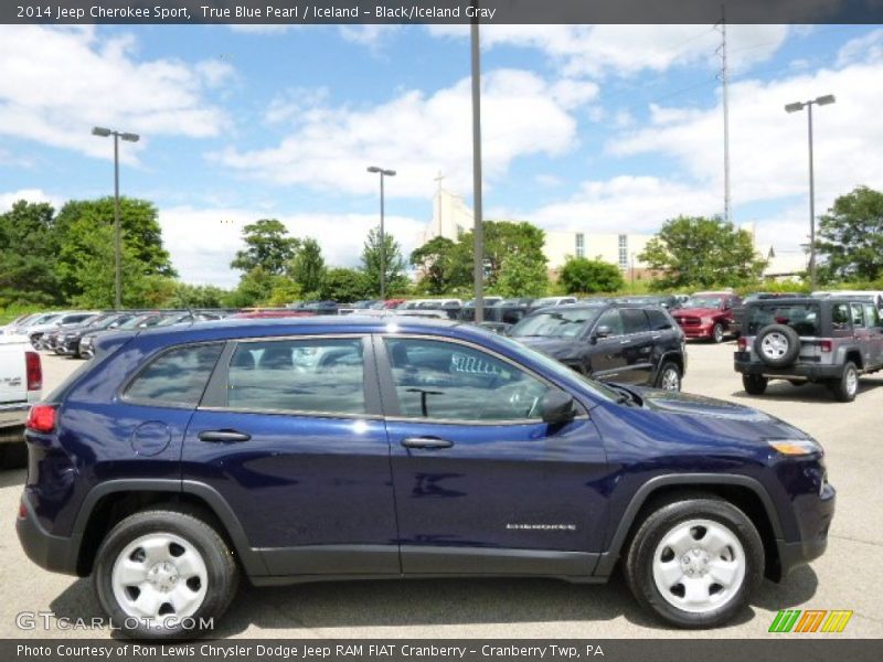 True Blue Pearl / Iceland - Black/Iceland Gray 2014 Jeep Cherokee Sport