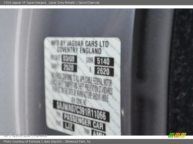 Lunar Grey Metallic / Spice/Charcoal 2009 Jaguar XF Supercharged