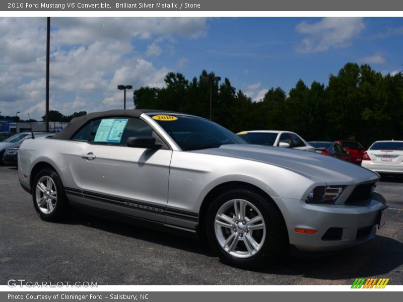 Brilliant Silver Metallic / Stone 2010 Ford Mustang V6 Convertible