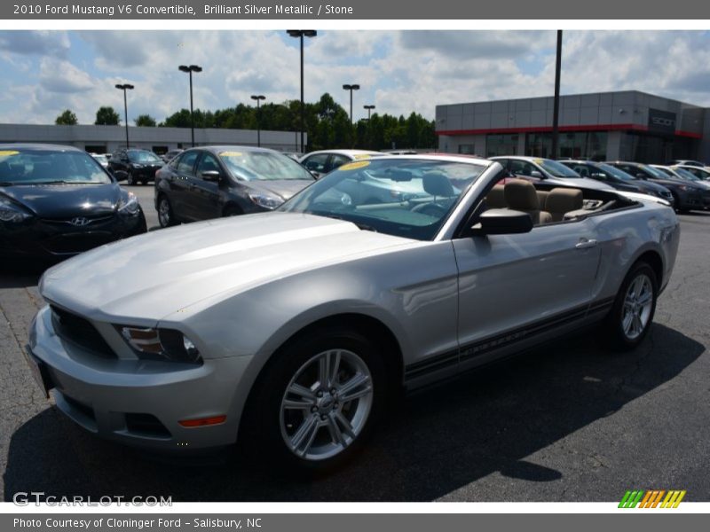 Brilliant Silver Metallic / Stone 2010 Ford Mustang V6 Convertible