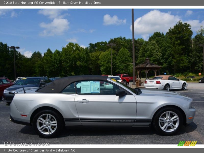 Brilliant Silver Metallic / Stone 2010 Ford Mustang V6 Convertible