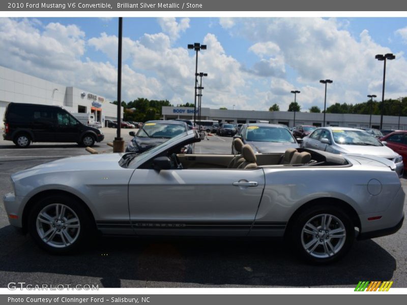 Brilliant Silver Metallic / Stone 2010 Ford Mustang V6 Convertible