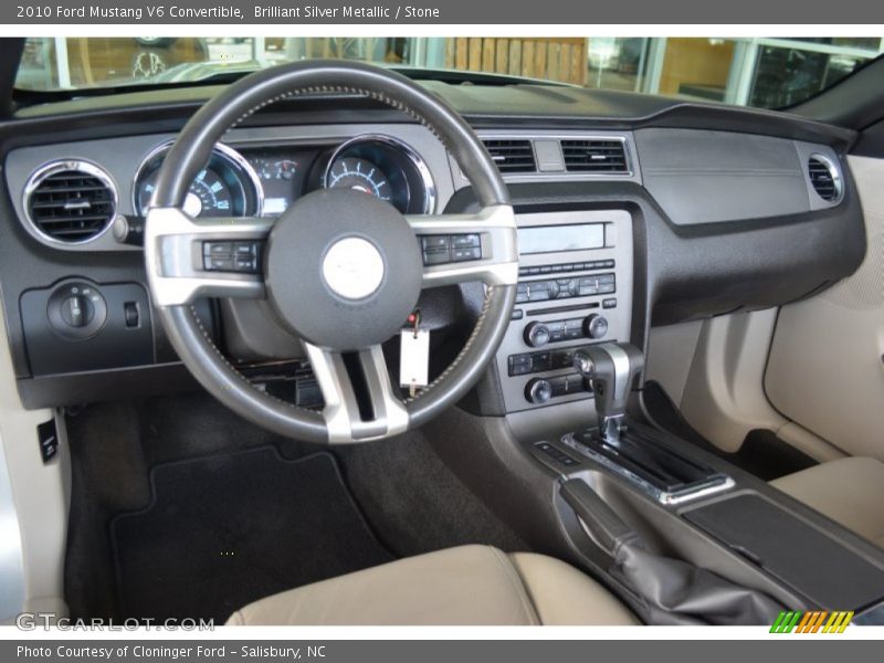 Brilliant Silver Metallic / Stone 2010 Ford Mustang V6 Convertible