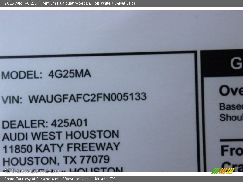 Ibis White / Velvet Beige 2015 Audi A6 2.0T Premium Plus quattro Sedan