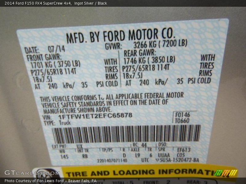 Ingot Silver / Black 2014 Ford F150 FX4 SuperCrew 4x4