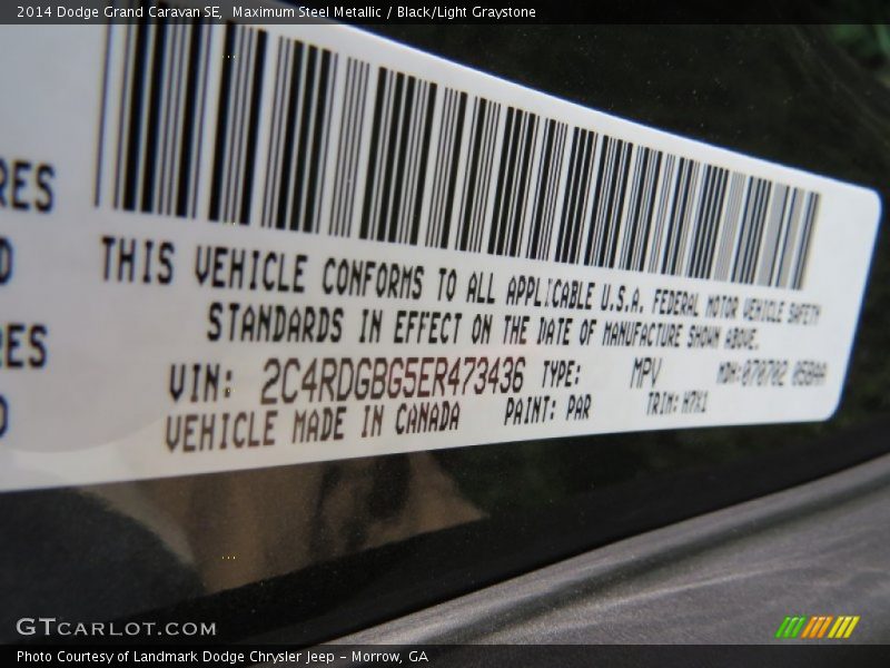 Maximum Steel Metallic / Black/Light Graystone 2014 Dodge Grand Caravan SE