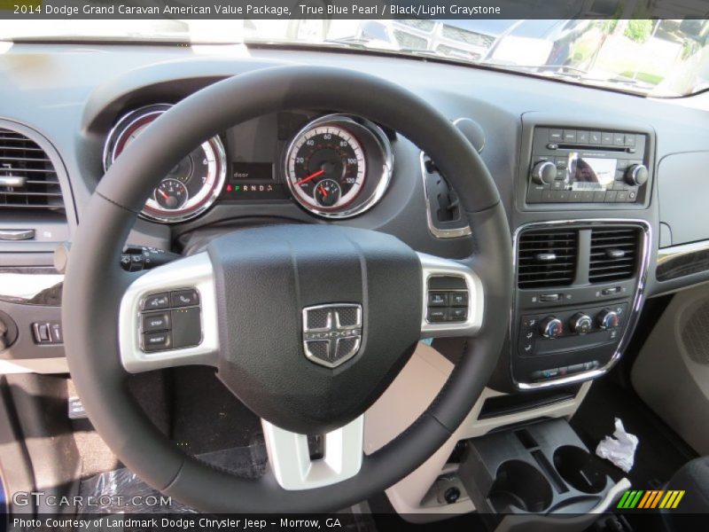 True Blue Pearl / Black/Light Graystone 2014 Dodge Grand Caravan American Value Package