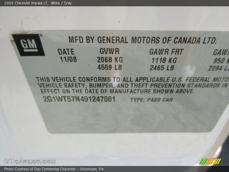 White / Gray 2009 Chevrolet Impala LT
