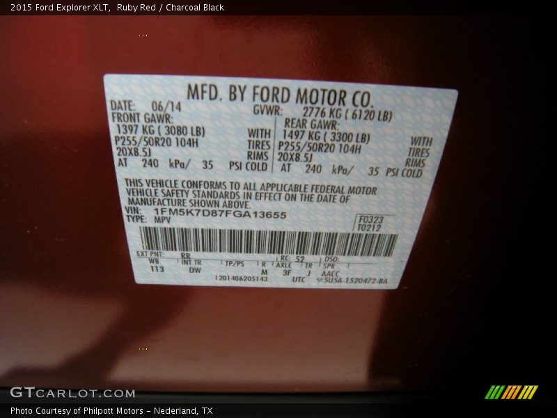 Ruby Red / Charcoal Black 2015 Ford Explorer XLT