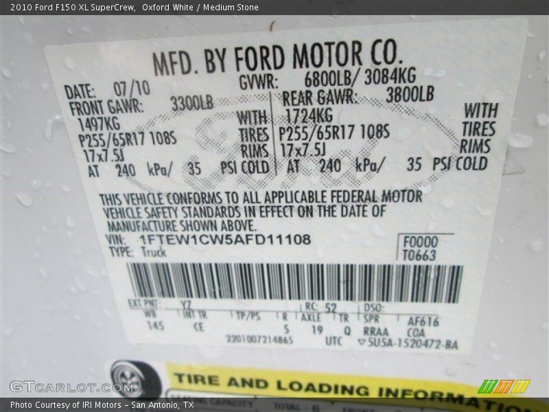 Oxford White / Medium Stone 2010 Ford F150 XL SuperCrew