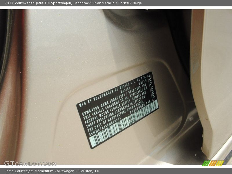 Moonrock Silver Metallic / Cornsilk Beige 2014 Volkswagen Jetta TDI SportWagen
