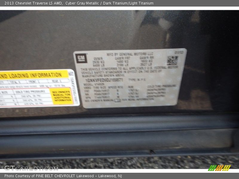 Cyber Gray Metallic / Dark Titanium/Light Titanium 2013 Chevrolet Traverse LS AWD