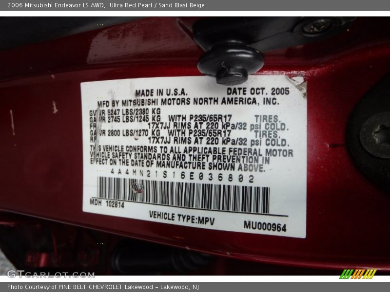 Ultra Red Pearl / Sand Blast Beige 2006 Mitsubishi Endeavor LS AWD