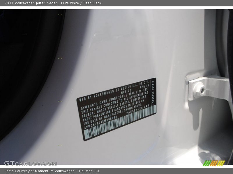 Pure White / Titan Black 2014 Volkswagen Jetta S Sedan