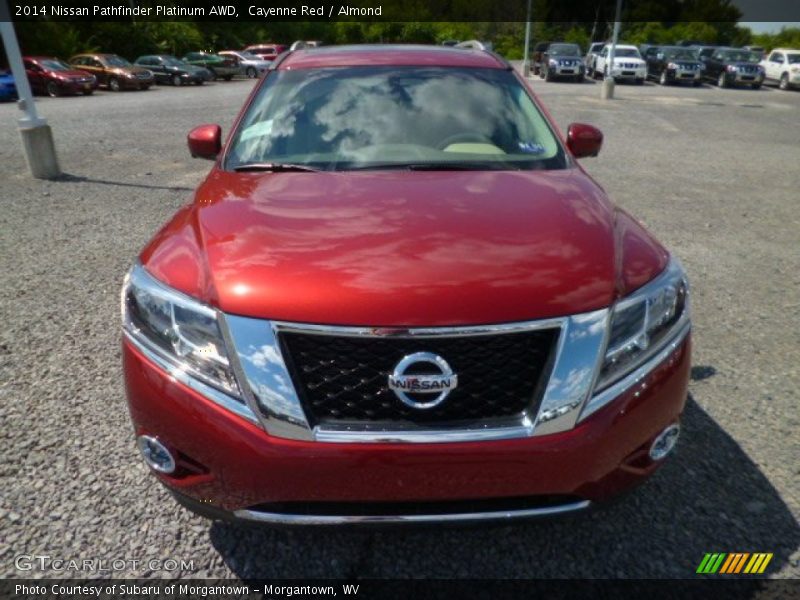 Cayenne Red / Almond 2014 Nissan Pathfinder Platinum AWD