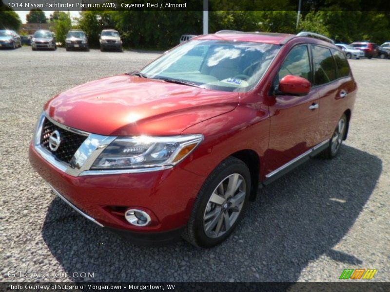 Cayenne Red / Almond 2014 Nissan Pathfinder Platinum AWD