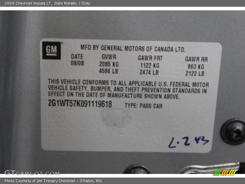 Slate Metallic / Gray 2009 Chevrolet Impala LT
