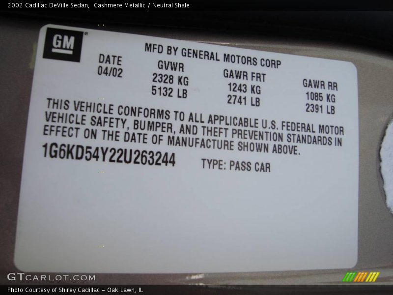 Cashmere Metallic / Neutral Shale 2002 Cadillac DeVille Sedan