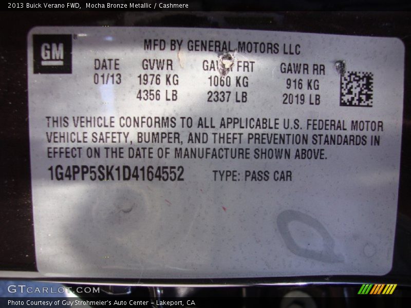 Mocha Bronze Metallic / Cashmere 2013 Buick Verano FWD