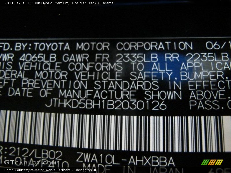 Obsidian Black / Caramel 2011 Lexus CT 200h Hybrid Premium