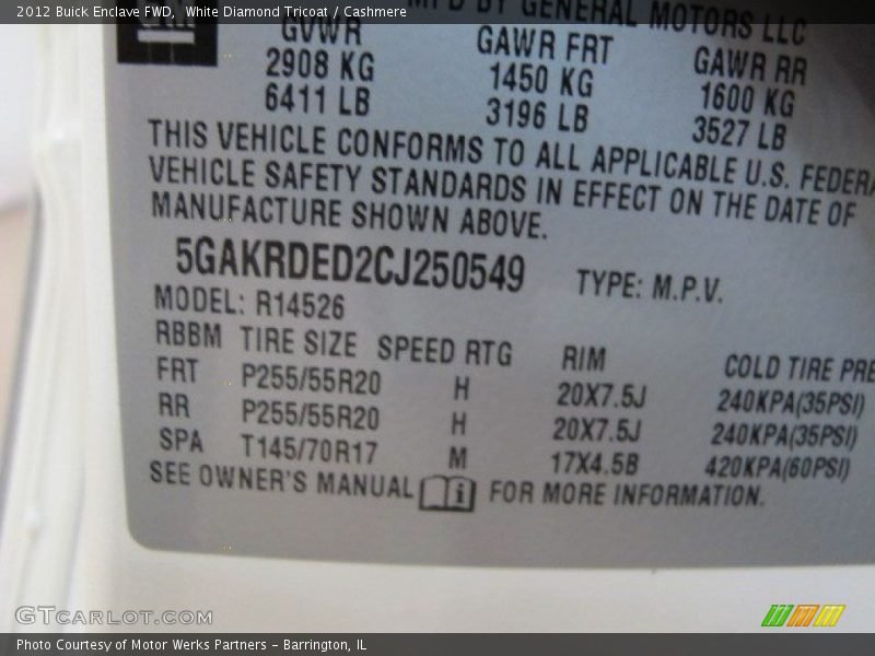 White Diamond Tricoat / Cashmere 2012 Buick Enclave FWD