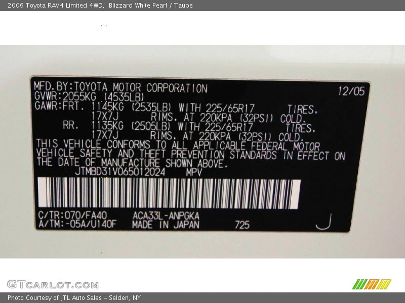 Blizzard White Pearl / Taupe 2006 Toyota RAV4 Limited 4WD