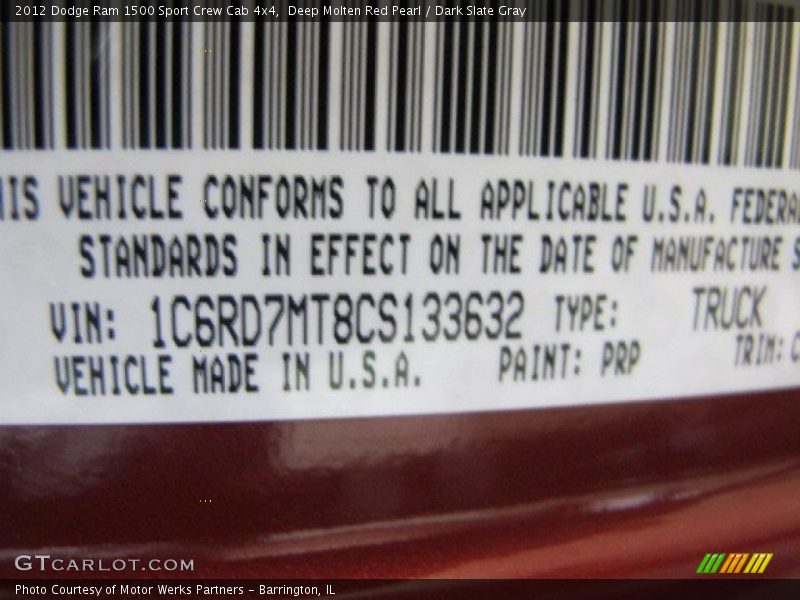 Deep Molten Red Pearl / Dark Slate Gray 2012 Dodge Ram 1500 Sport Crew Cab 4x4