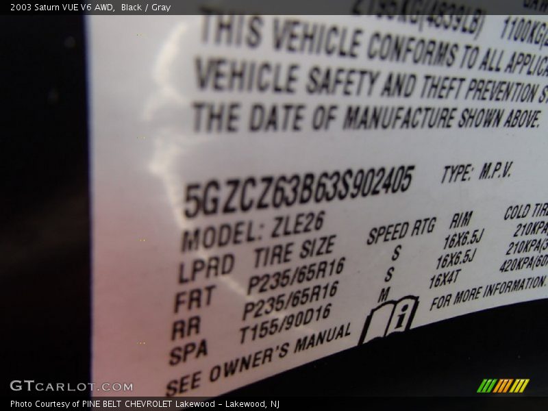 Black / Gray 2003 Saturn VUE V6 AWD