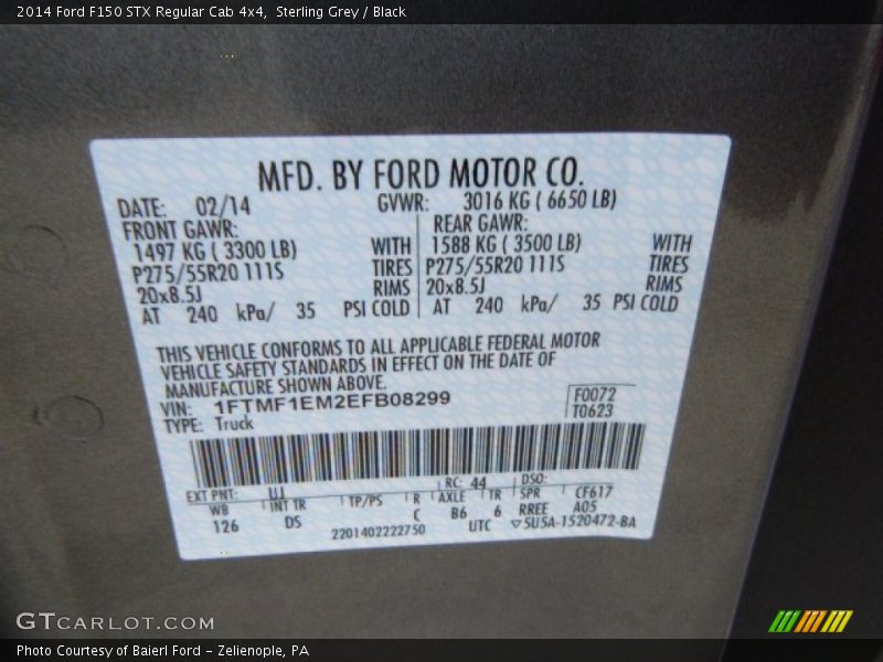 Sterling Grey / Black 2014 Ford F150 STX Regular Cab 4x4