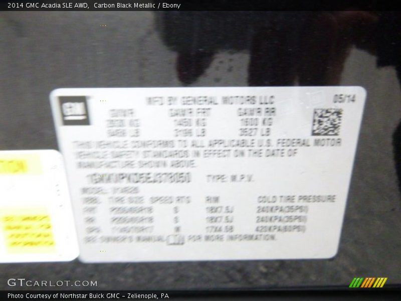 Carbon Black Metallic / Ebony 2014 GMC Acadia SLE AWD