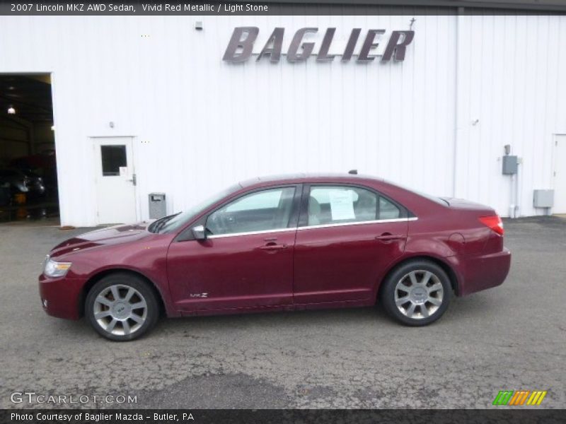 Vivid Red Metallic / Light Stone 2007 Lincoln MKZ AWD Sedan