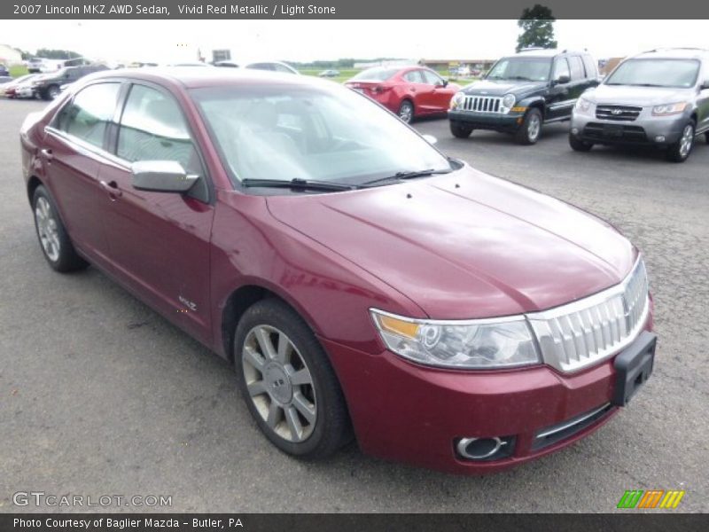 Vivid Red Metallic / Light Stone 2007 Lincoln MKZ AWD Sedan