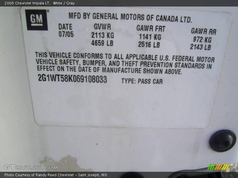 White / Gray 2006 Chevrolet Impala LT