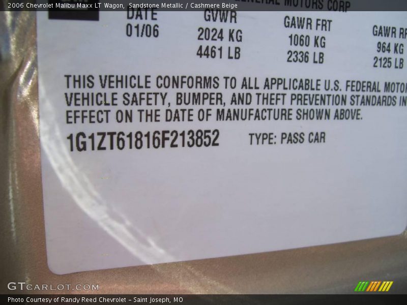 Sandstone Metallic / Cashmere Beige 2006 Chevrolet Malibu Maxx LT Wagon
