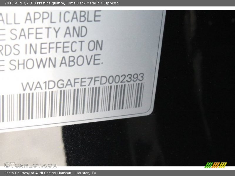 Orca Black Metallic / Espresso 2015 Audi Q7 3.0 Prestige quattro