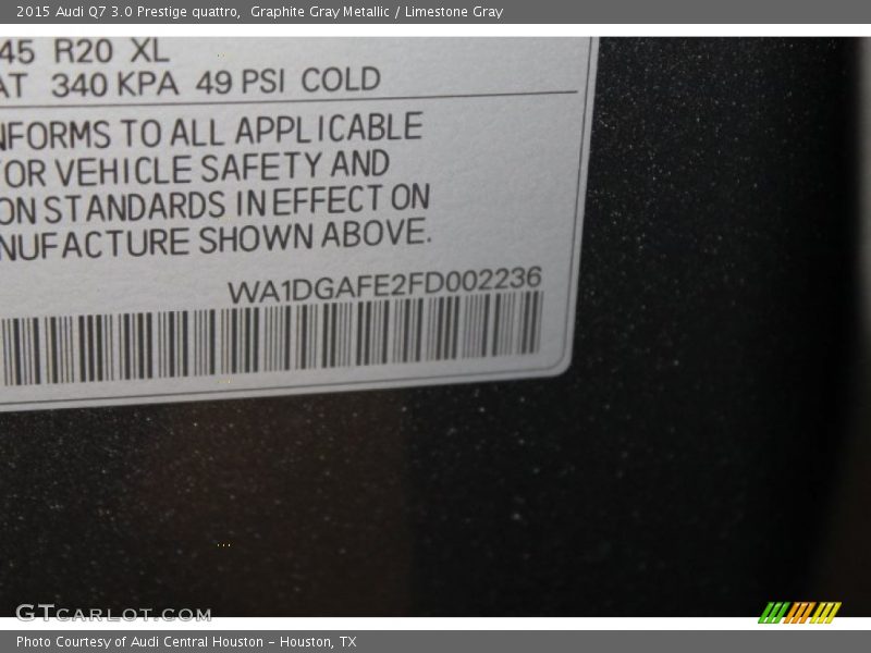 Graphite Gray Metallic / Limestone Gray 2015 Audi Q7 3.0 Prestige quattro