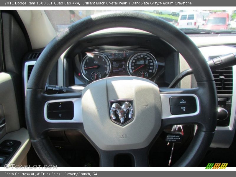 Brilliant Black Crystal Pearl / Dark Slate Gray/Medium Graystone 2011 Dodge Ram 1500 SLT Quad Cab 4x4
