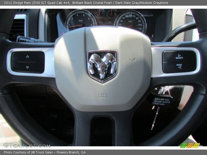 Brilliant Black Crystal Pearl / Dark Slate Gray/Medium Graystone 2011 Dodge Ram 1500 SLT Quad Cab 4x4
