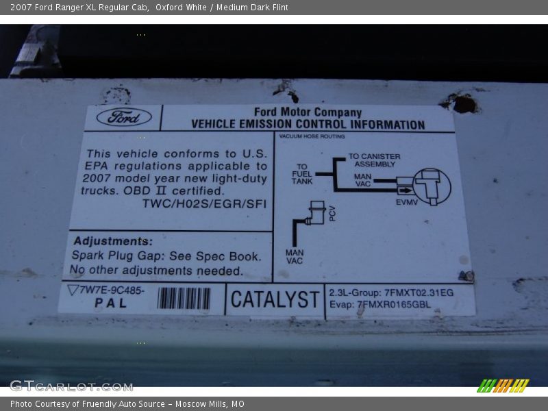 Oxford White / Medium Dark Flint 2007 Ford Ranger XL Regular Cab