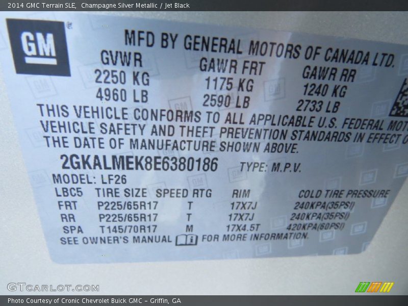 Champagne Silver Metallic / Jet Black 2014 GMC Terrain SLE