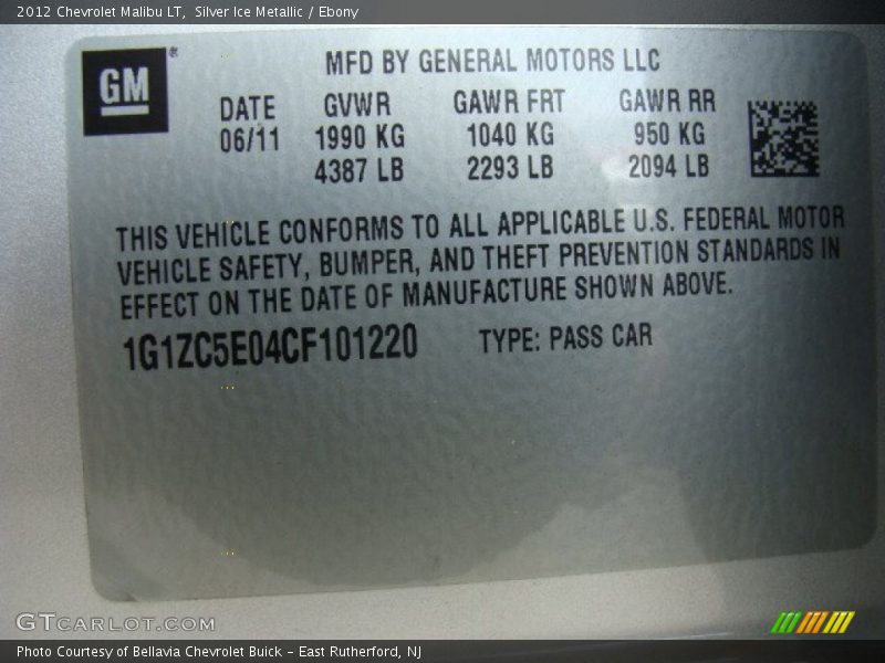 Silver Ice Metallic / Ebony 2012 Chevrolet Malibu LT