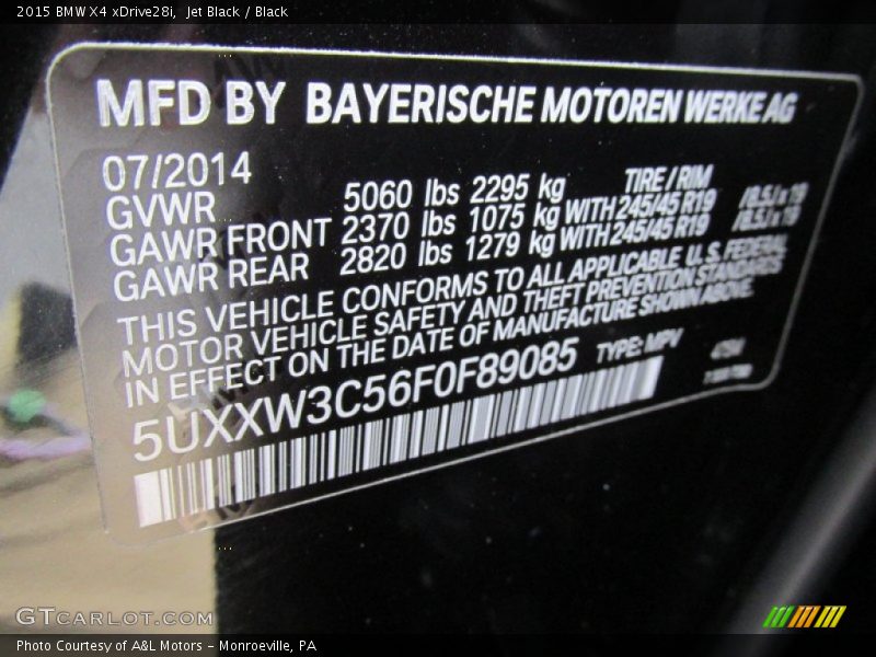 Jet Black / Black 2015 BMW X4 xDrive28i