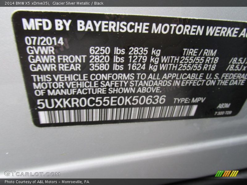 2014 X5 xDrive35i Glacier Silver Metallic Color Code A83